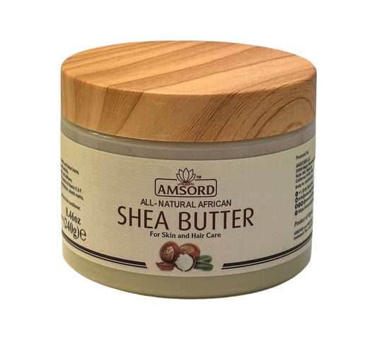 AMSORD All-Natural African Shea Butter - Hair and Body Moisturizer. FOR ALL SKIN and HAIR TYPES - 8.46oz (240g).